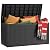 MAIUSCOLI 100 Gallon Waterproof Outdoor Storage Box,Resin Deck Box,Lockable Outside Storage Box Container for Patio Furniure,Garden,Tools (100 Gallon,Black)