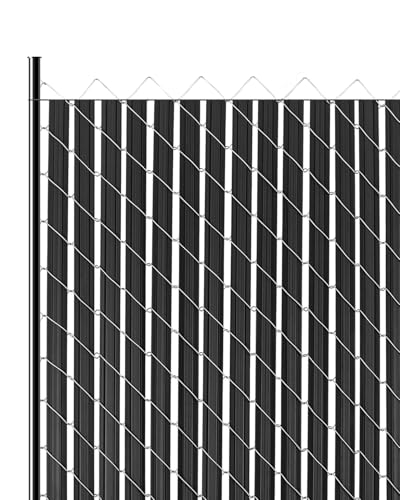 VEVOR Bottom Locking Privacy Slats Double-Wall Vertical Bottom-Locking Slats with Wings for Chain-Link Fence High-Density HDPE Chain Link Slats Ideally Fit 6 High Fence for Garden and Farm(Black)