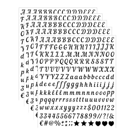 Muorruo 5 Bögen mit Buchstaben zum Beschriften, 1000 Stück, Schreibschrift-Alphabet A-Z, selbstklebendes Vinyl für Briefkastennummern, Firmenschilder, Türschilder, Bastelarbeiten, Schwarz