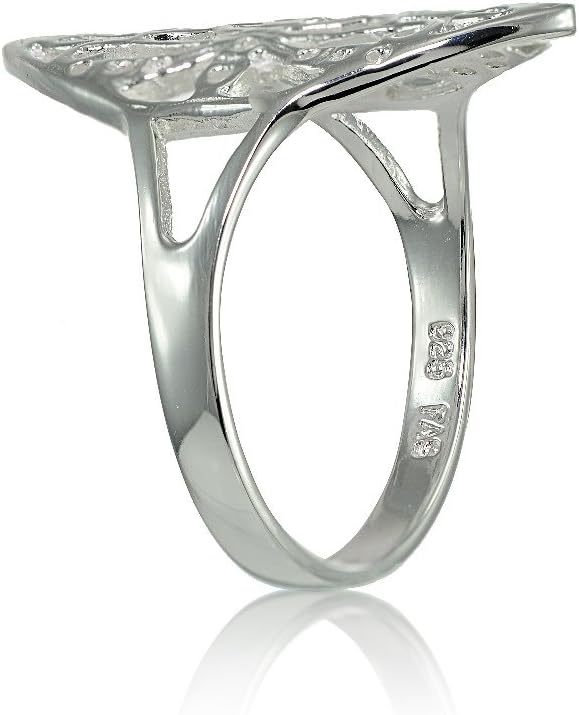 Hoops & Loops Sterling Silver Filigree Cross Pattern Long Ring - Image 3