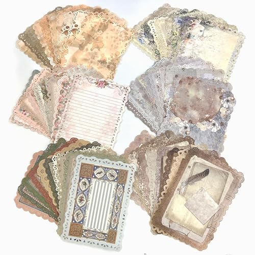 60 Stück Spitze Vintage scrapbooking papier Set, für Brief Schreiben, Scrapbook Papier, Junk Journal liefert, Decoupage Papier, Karte machen liefert, Notizbuch Kalender und DIY Handwerk liefert