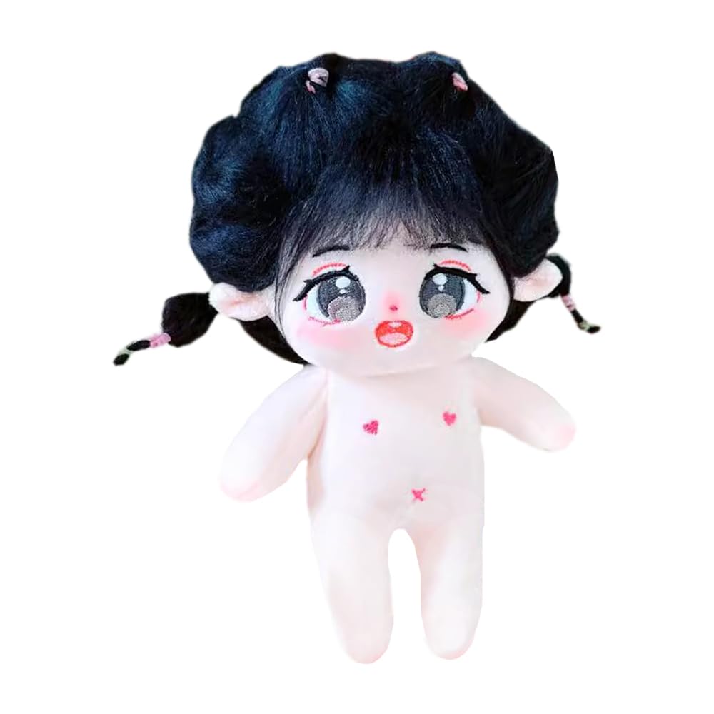 Amazon.com: niannyyhouse 20cm Plush Doll Black Hair Girl Humanoid