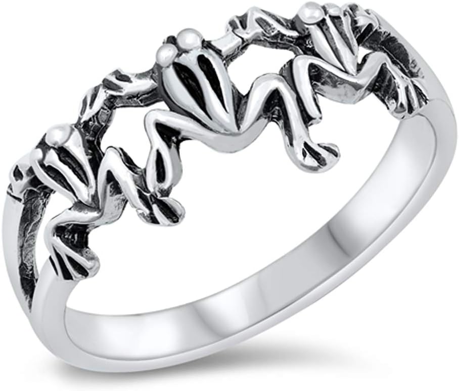 Frog Animal Ring New .925 Sterling Silver Band Sizes 5-10