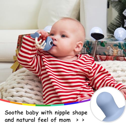 Mombella Baby Teething Toys 3-6 Months, Soft Silicone Teethers for Babies 6-12 Months, Clownfish Baby Teether Toys with Pacifier Clip, BPA Free Baby Chew Toys, Infant Teething Toy 9 Month Old, Blue - Thumbnail 3