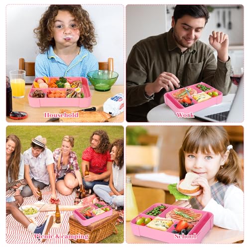 Sprifityy Brotdose Kinder mit Fächern,1330 ml auslaufsichere Lunchbox, geeignet für Schule,Picknick,Reise-Lunchbox,geeignet für Erwachsene, Mädchen & Jungen, mikrowellen-/spülmaschinenfest (Rot)