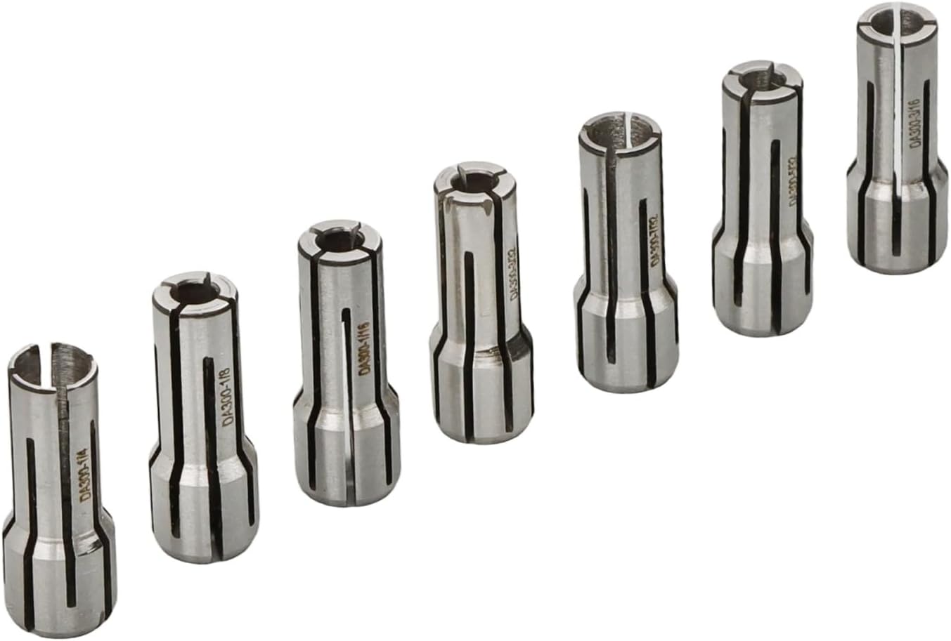 findmall DA300 7Pcs Milling Collet Set 1/16" - 1/4" Double Angle Collet Set for Drilling, Tapping, and Grinding