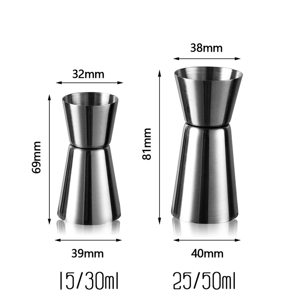 Shaker à Cocktail en Acier Inoxydable 15/30 ML ou 25/50 ML, Tasse à mesurer, doseur de Boisson, Gadget de Cuisine (25 et 50 ML) (Une Couleur 15 et 30 ML)