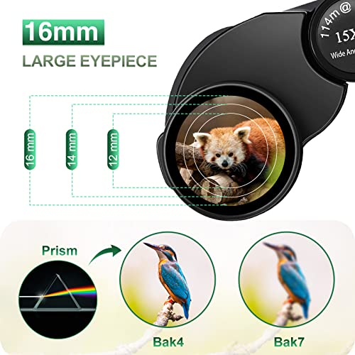 Unclehu 15X25 Compact Binoculars For Kids And Adults, Small High Power Binoculars With Large Eyepiece And Clear Vision For Bird Watching Hunting Travel Outdoor Sports With Carrying Case And Neck Strap #TOP3