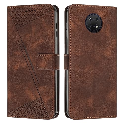 Protection Nokia G10 aspect cuir marron avec rabat et dragonne