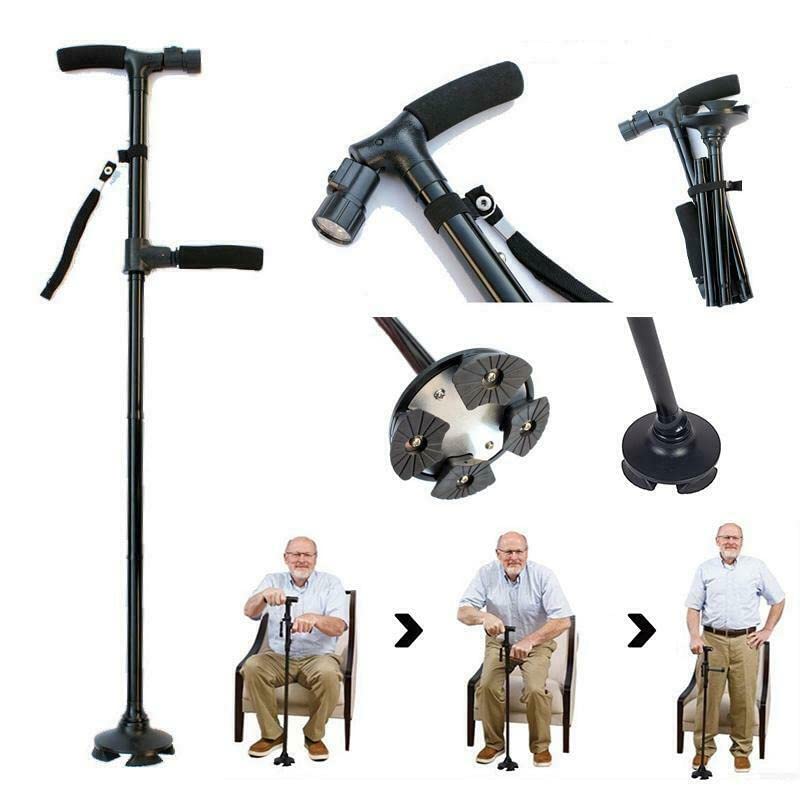 Bastone Da Passeggio Anziani Disabili Con Piedi Luce Led Appoggio Alzarsi