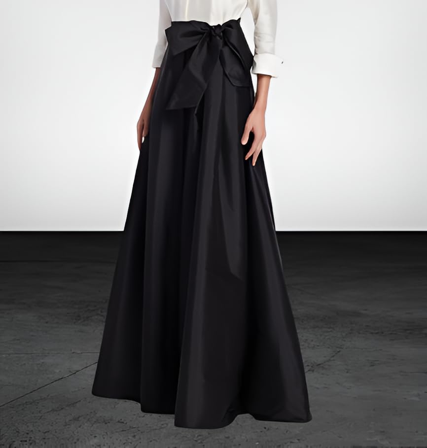 Elegant Handmade Black Long Maxi Full Circle Skirt, Umbrella Skirt for Evening, Christmas, and Prom3