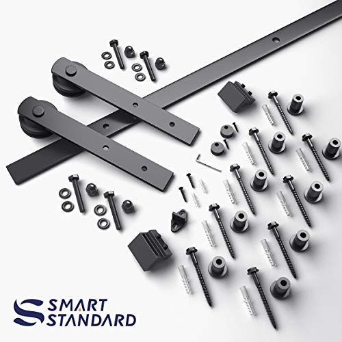 Image of SMARTSTANDARD 12ft Sliding Barn Door Hardware kit, Fit 72 inch Wide Door Panel