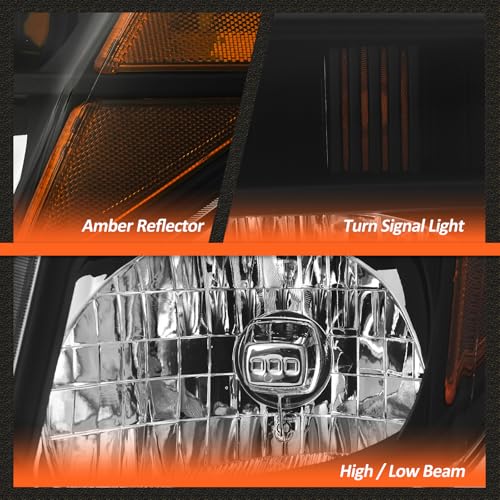 Image of Headlight Assembly for 2005-2007 Pathfinder /2005 2006 2007 2008 Nissan Frontier Black headlight Driver and passenger side(No Bulbs)