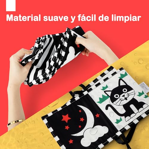 URMYWO Brinquedos para Bebês 0 6 Meses Preto Branco Livro de Bebê Contraste Livros de Tecido 0 3 6 12 Meses Presentes para Bebês