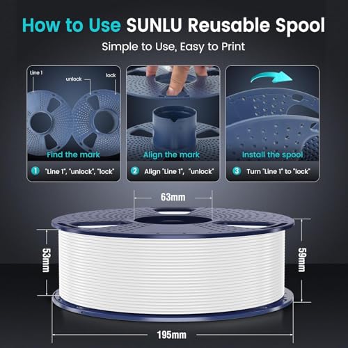 SUNLU PLA+ Filament 1.75mm, PLA Plus 3D Drucker Filament, Stärker belastbar, Neatly Wound, 1KG 3D Druck PLA+ Filament, Maßgenauigkeit +/- 0.02mm, Weiß – Bild 6