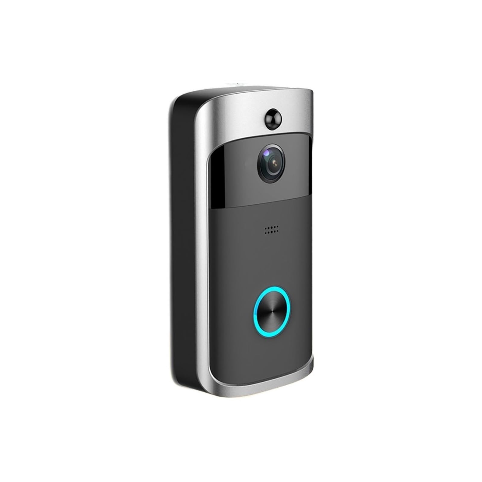 WIFI Bezprzewodowy Inteligentny Dzwonek Do Drzwi Night VisionVoice Wideodomofon PIR Wykrywanie Ruchu Antywłamaniowy Aparat Telefoniczny WyraźNy Wyświetlacz Ochrona Każdą Pogodę(Silver black)