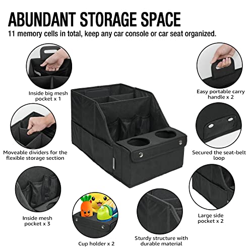 MULISOFT Car Seat Organizer- Backseat Car Organizer with 11 Storages Compartments and 2 Cup Holders, Organizers and Storage, Front Seat for Travel Kids,Black - Image 4