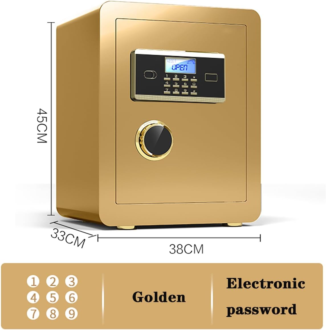 Safe with LCD Touch Screen and Dual Alarm System, Built-in LED Lights, Valuable Document Safe, Household Storage Box,D
