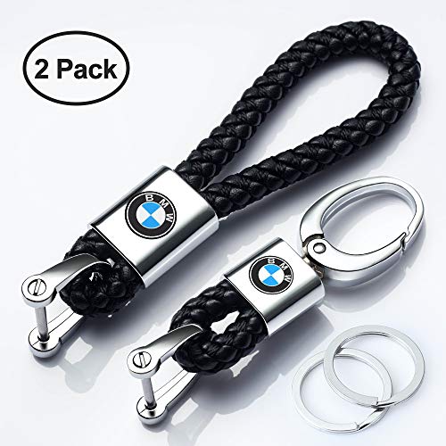 Hey Kaulor 2Pack Genuine Leather Car Logo Keychain for BMW Key Chain Accessories