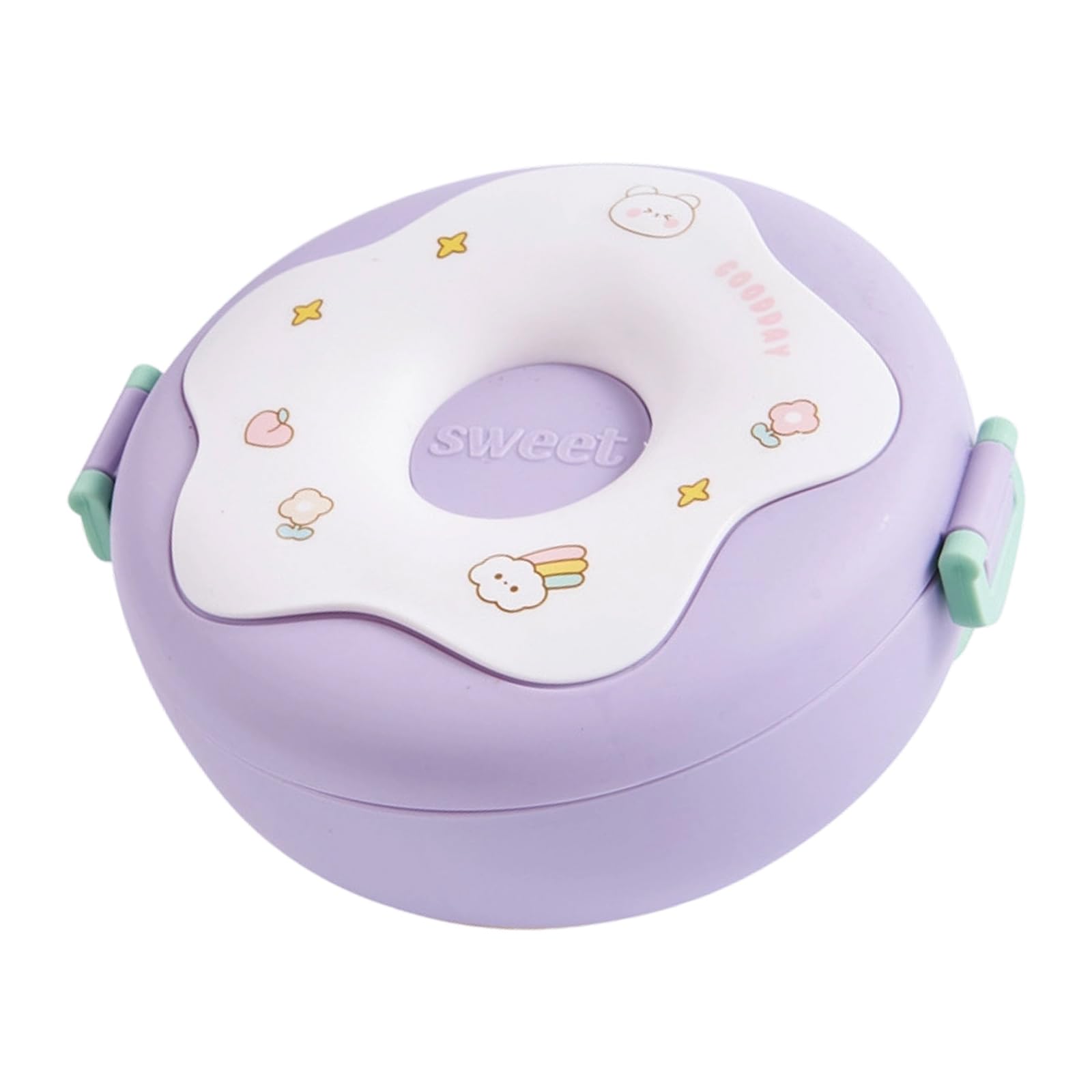 Qisuw Cartoon Leakproof Lunch Box 3 Compartment Snacks Food Box Portable Outdoor Camping Picnics Food Container Enduring Outdoor Camping Picnics Container