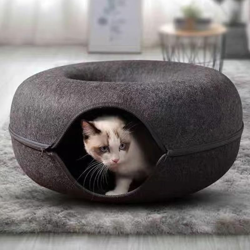 Tunnel en forme de donut amovible pour chat d'intérieur fatigué de s'ennuyer - 2