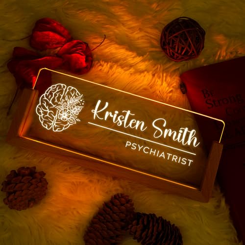 Image of Custom Name Plate for Desk, Personalized Light Up Acrylic Desk Name Plate, Personalized Office Gifts for Boss Coworkers, Teacher Employee Appreciation GIfts, Office Decor for Women Men