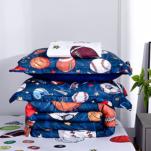 Wajade Sports Comforter Set Bed In A Bag Twin Size 7 Piece 3D Soccer Basketball Baseball Football Bedding Set For Kids Boys thumb #6