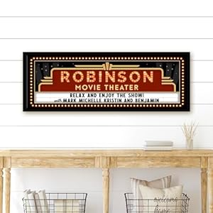 Pretty Perfect Studio Custom Movie Theater Signs for Home Theatre Room Vintage Movie Theatre Canvas Wall Art 10″x20″