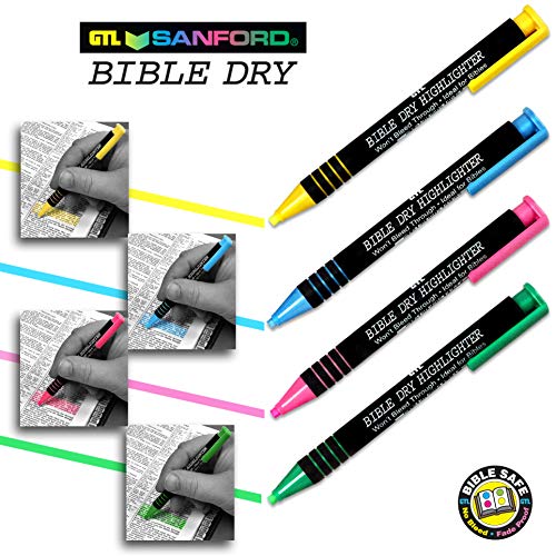 G.t. Luscombe Company, Inc. Bible Dry Highlighting Kit | No Bleed Eco-Friendly Refillable Dry Highlighters | No Sharpening | No Smearing Or Fading | Vibrant Colors Yellow, Blue, Pink, Green (Set Of 4) #TOP4