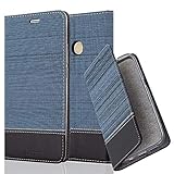 Cadorabo Hülle kompatibel mit Xiaomi Mi MAX 2 aus Premium Jeans & Kunst Leder Flip Klappbare Stoßfeste Magnetische [Standfunktion] [Kartenfächern] Cover Hülle für Xiaomi Mi MAX 2 Tasche in Blau