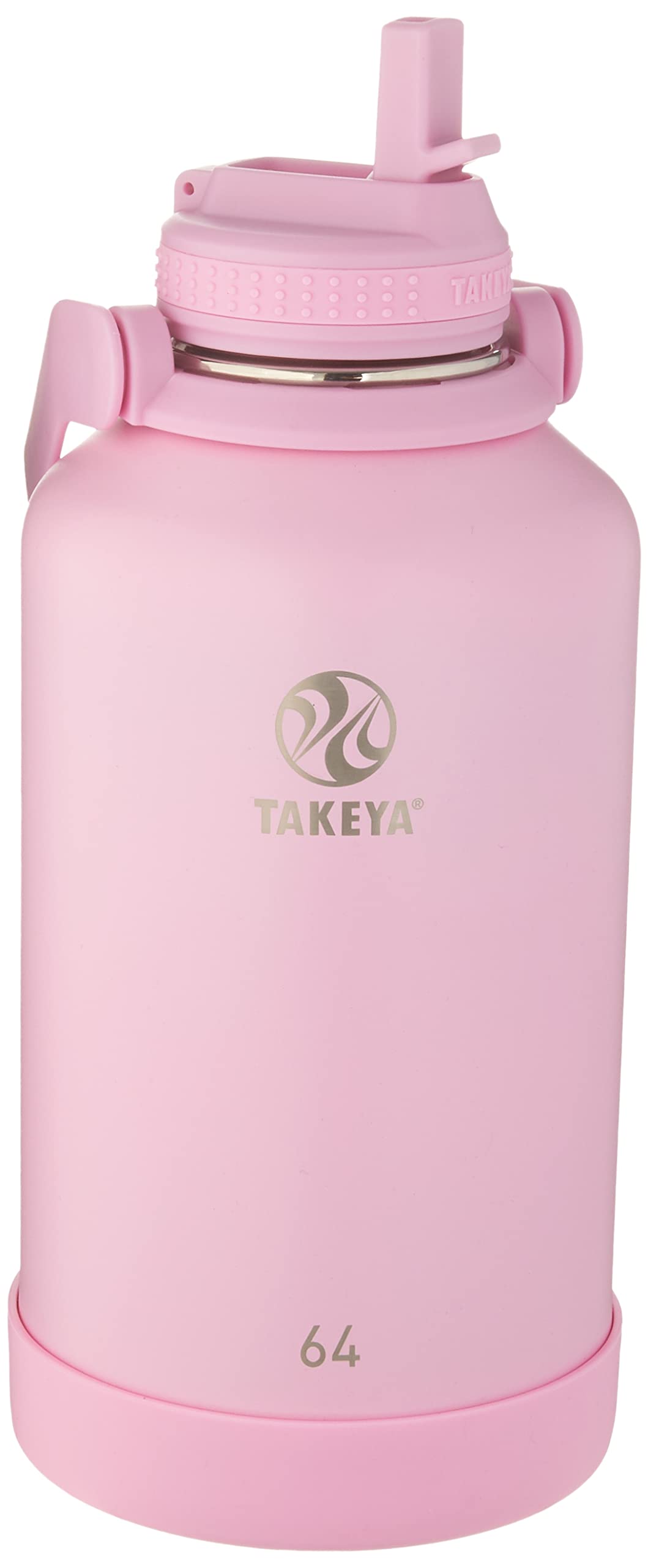 TakeyaActives 64 oz Vacuum Insulated Stainless Steel Water Bottle with Straw Lid, Premium Quality, Pink Lavender