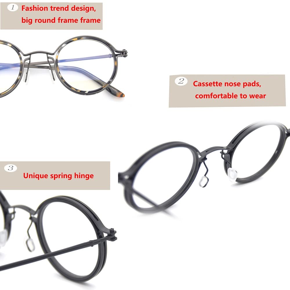Retro Round Resin Lesebrille Runde Rahmen Leser Lesebrillen Herren Damen Anti Blaulicht Lesehilfe Brille Anti Müdigkeit Nerdbrille Arbeitsplatzbrille +1.0 +1.5 +2.0 +2.5 +3.0