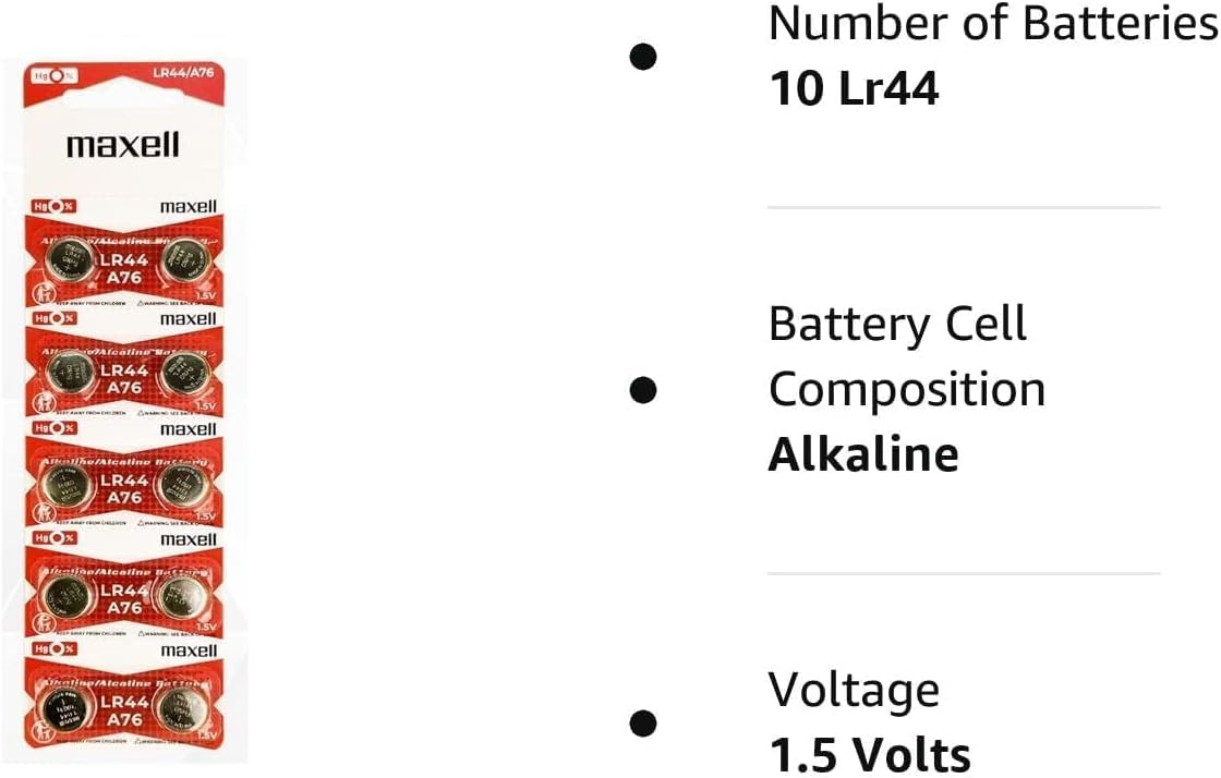 10 x MAXELL AG13 LR44 A76 1.5V Alkaline Batteries