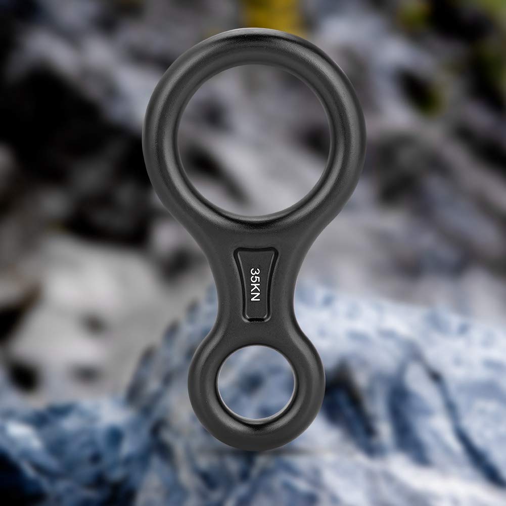 Pwshymi Ox Horn 8-Shaped Ring Descender Rope Descender Climbing Rescue Gear for Downhill,Mountaineering (Black), Pwshymizudhpo1tb8-02