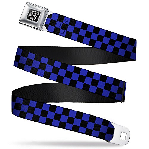 Buckle-Down Seatbelt Belt - Checker Black/Neon Blue - 1.5