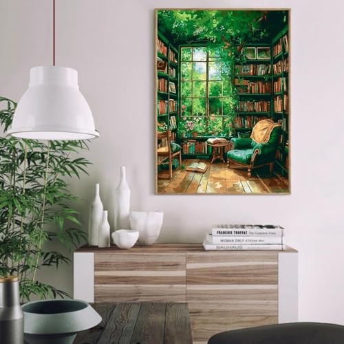 Image of Clendo Paint by Number for Adults Beginners, Study Room Adults Paint by Numbers Kits on Canvas, DIY Oil Painting Acrylic Paints for Home Wall Art Decor(16x20inch)