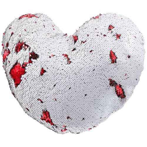VALICLUD Housse de Coussin Décorative en Sequins Réversible Forme de Cœur, Taie d'oreiller pour Canapé, Maison et Chambre, Matériau Doux, Taille Standard,...