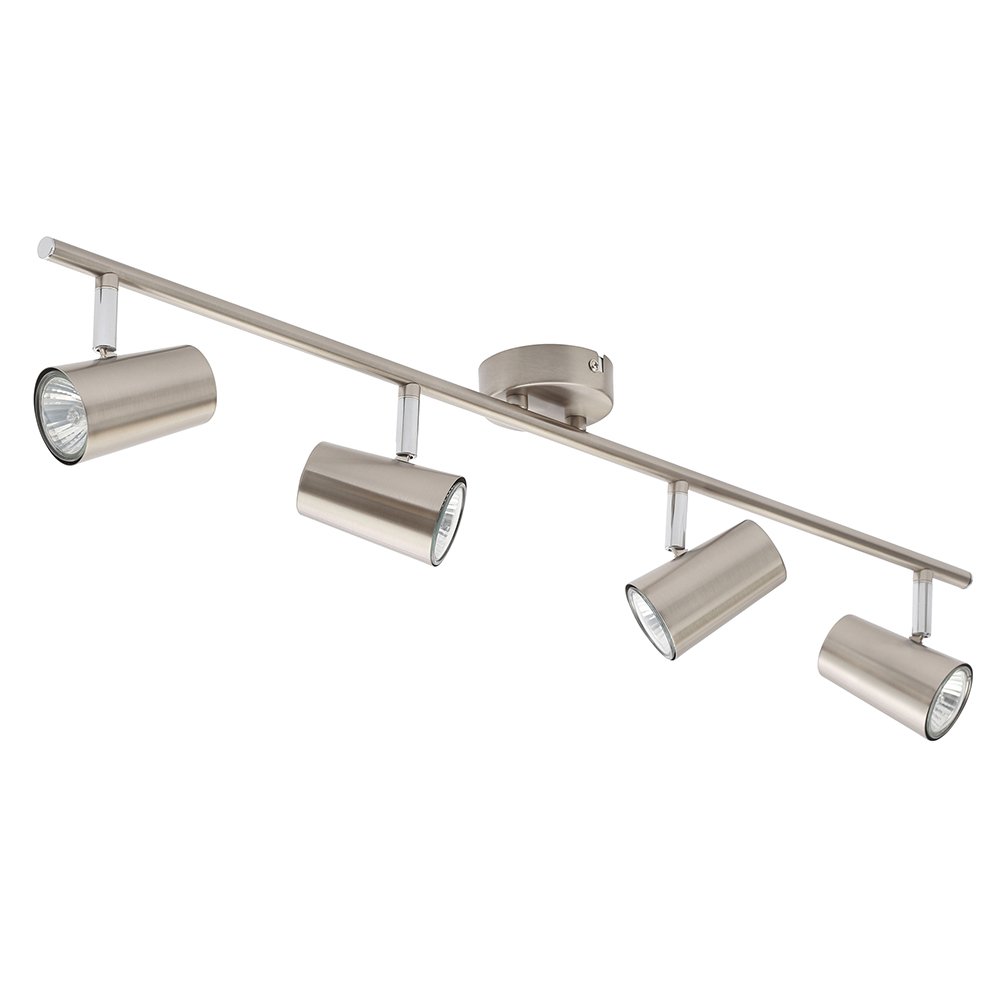 Litecraft Satin Nickel Chobham Spotlight Bar Adjustable Gu10 Ceiling 4 Light