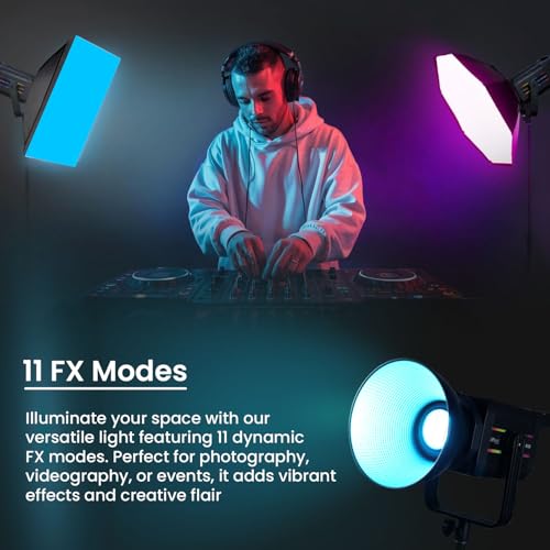 Image of HIFFIN (COB-150P) 150W RGB LED Video Light | 2800K-6800K Dimmable | 11 FX Modes | 9800 Lumens | Remote Control | 220V Power Supply | Perfect for Studio Lighting, Photography & Videography