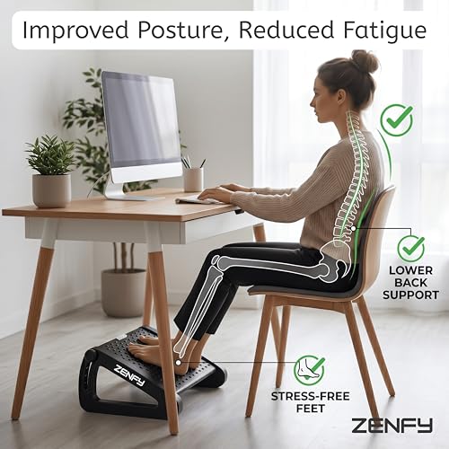 Image of Adjustable Foot Rest for Office Chair with Massage Surface & Rollers | 6 Level Height Adjustment | Ergonomic Footrest | Relieves Leg Fatigue & Back Pain | Anti-Skid Base | Office, Study Desk & Home Use