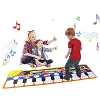 Toys for 1-6 Year old Girls Boys Toddlers Infant Kids, Gifts for 6-24 month old boys girls Piano Music Dance Mat with 19 Keys Piano Mat, 8 Selectable Instruments Build-in Speaker & Recording Function