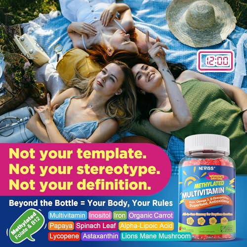 Image of NEVISS 52-in-1 Methylated Multivitamin for Women Gummies with Iron, Omega-3, B6 B9 B12 for Day | Magnesium Glycinate, Calcium, Collagen for Night Renewal /Sleep, Womens 18 30 40 50 60 70+ AM PM Daily