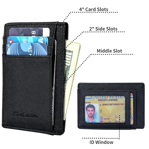 Image of Chelmon Slim Wallet for Men, Minimalist Front Pocket RFID Blocking Credit Card Holder