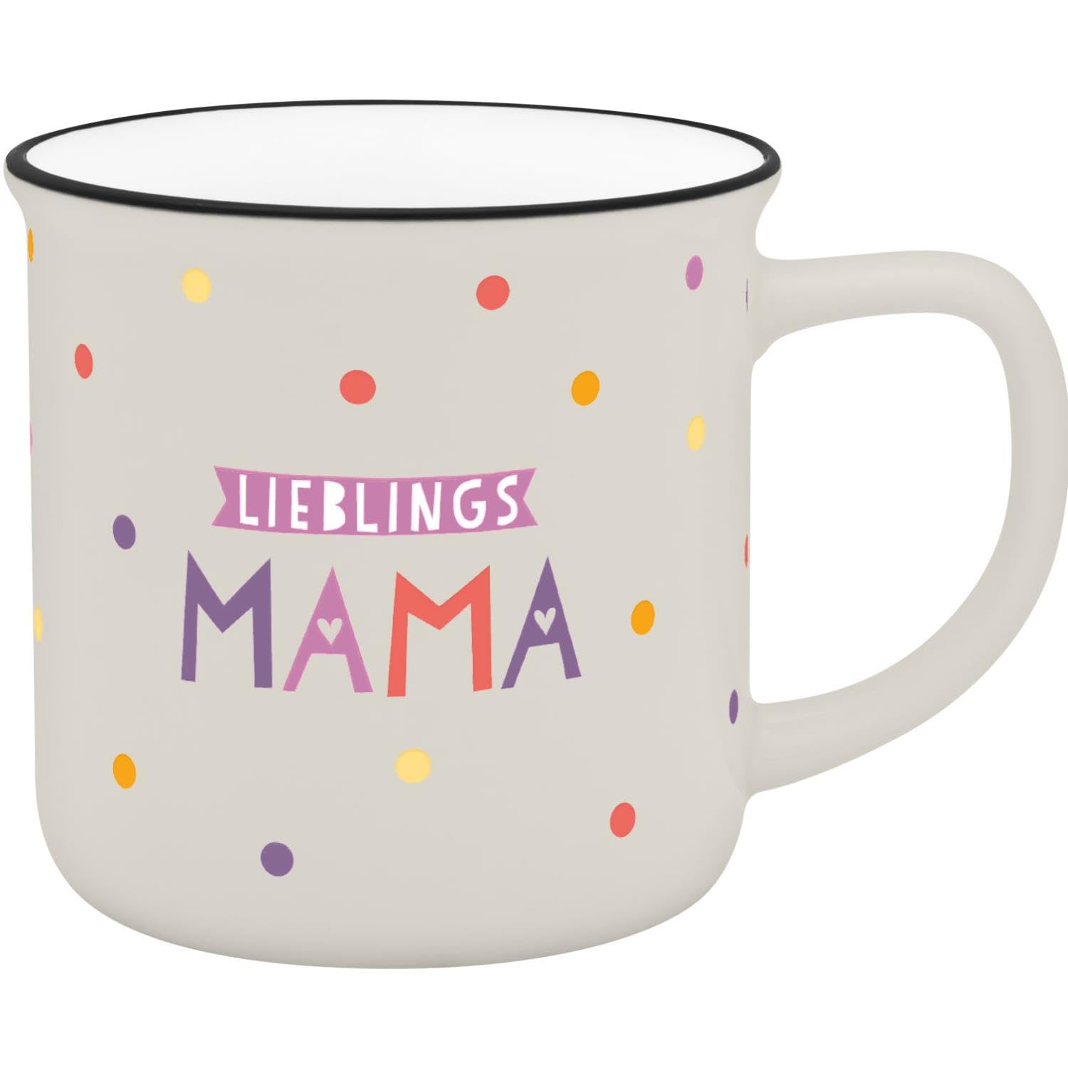 Gruss & CO Mug with Favourite Mum Motif | Favourite Mug Made of New Bone China Porcelain, Enamel Look, Black Drinking Rim, 35 cl | Friendship Gift | 74659