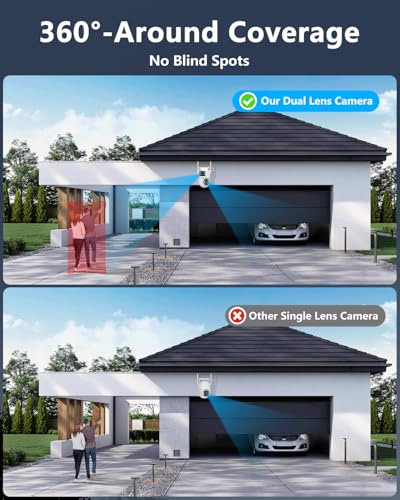 Image of (2026 New) Dual Lens Wireless Security Camera System 4MP, 16CH WiFi NVR with 2 Cameras, 4 Antennas 55% Longer Range, Fixed + PTZ, Free App No Monthly Fee