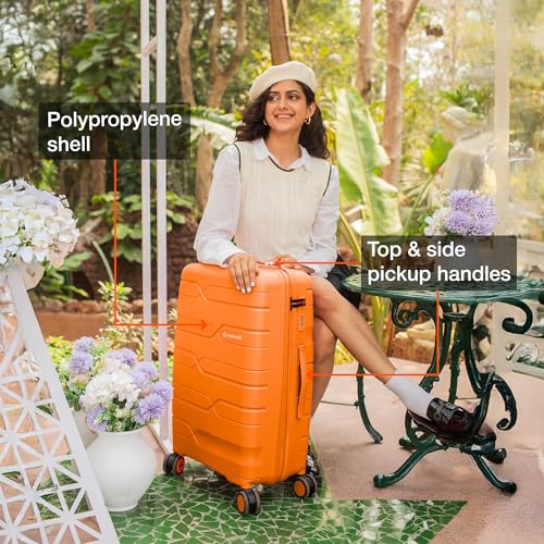 Image of Nasher Miles Paris Hard-Sided Polypropylene Spinner Check-in Luggage Orange 28 Inch |75Cm 8 Wheels Large Trolley Bag for Travel | Suitcase
