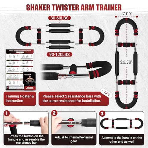 Twister Arm Trainer, Adjustable Twister Arm Chest Exerciser with 4 Spring & Training Poster for Men & Women, Detachable Power Twister Home Fitness Equipment for Enhancing Upper Body Muscle - Image 6