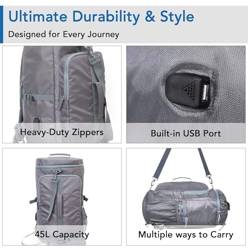 Image of Hexagon Laptop Backpack for Men Laptop Bag 15.6 inch 2-in-1 Rucksack & Duffle Bag with Shoe Compartment Versatile Travel Backpack for Gym, Work, and Weekends Bags for Men 45L