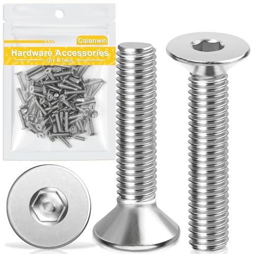 Caianwin 50Pcs M5*25mm Hex Countersunk Bolts DIN7991 Machine Screws 304 Stainless Steel Countersunk Screws