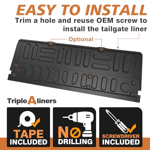 Image of TripleAliners Truck Mat Compatible with 2017-2022 Ford Super Duty F250 /F350 /F450 Accessories, Tailgate Mat Custom Fit All Weather Protection Pickup Liner